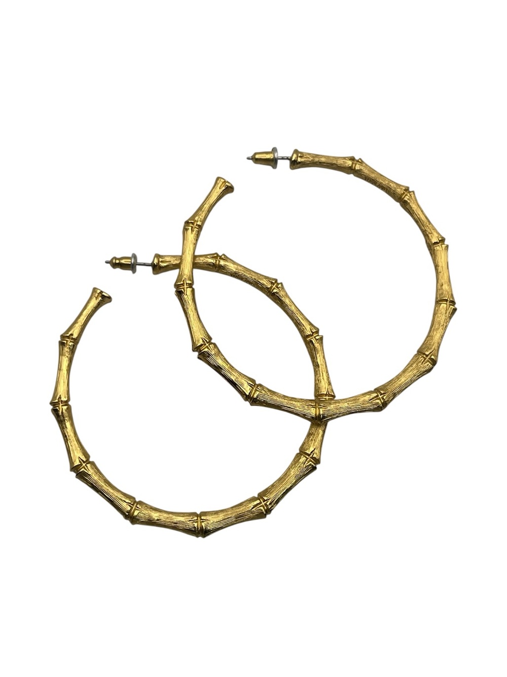 KJL Kenneth Jay Lane faux bamboo gold tone large hoop earrings